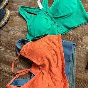 Stylish Green and Orange Sports Bras